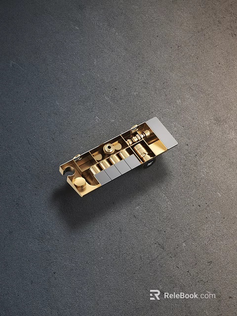 Modern Shower Fixture With Brushed Gold And Silver Metal Sleek Design Components 3d model 