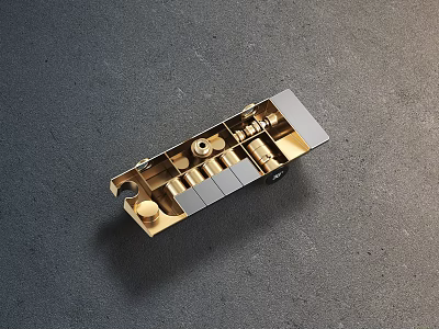 Modern Shower Fixture With Brushed Gold And Silver Metal Sleek Design Components 3d model