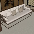Traditional Daybed With White Cushion Brown Gray Pillows Metal Frame And Wooden Stool