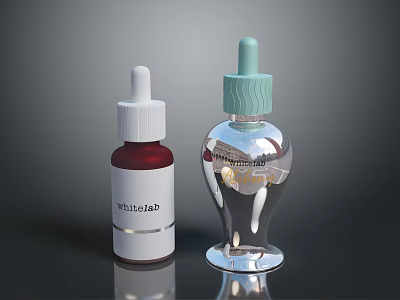 Modern Minimalist Daily Use Bottles With Red Silver Body And White Green Caps 3d model
