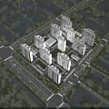 Aerial Planning of Urban Residential Complex with High Rise Buildings Greenery and Road Networks