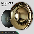 Golden Round Oculus Mirror With Interior Room Reflection And Window View