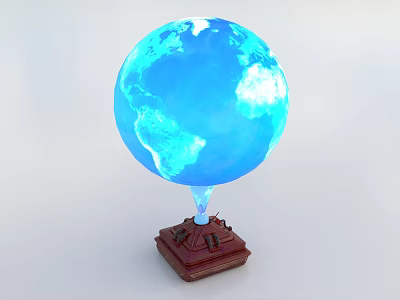Advanced Projection Monitoring Globe Display with Blue Visuals and Stable Base 3d model