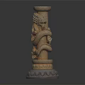 Ancient Carved Dragon Pillar With Mythical Creature Details And Ornate Base
