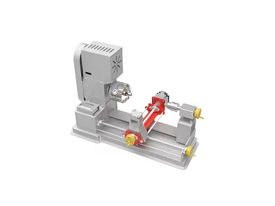 Mechanical Tool With Gray Body Red Components Yellow Knobs And Rotating Function 3d model