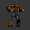 Game And Movie Character Detailed Sci Fi Robot With Mechanical Armor Orange Black Joints