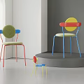 Stylish Colorful Modern Dining Chairs With Green Red Blue Yellow Seats And Metal Legs