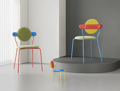 Modern Dopamine Memphis Single Chair Dining Chair Bauhaus Chair Metal Chair 3d model