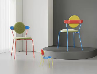 Modern Dopamine Memphis Single Chair Dining Chair Bauhaus Chair Metal Chair 3d model