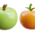 Modern Apple Cartoon Apple Green Apple Orange Cartoon Fruit 3d model