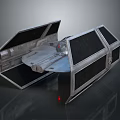 Detailed Black Starfighter Model With Open Cockpit And Metallic Shiny Exterior Design
