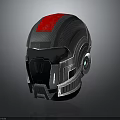 Futuristic Carbon Fiber Helmet With Red Top Black Silver Design And Glowing Details