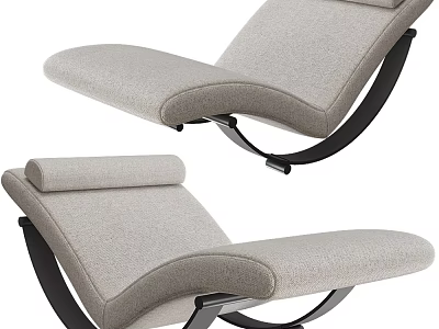 Modern Fabric Lounge Chair With Curved Design And Black Metal Frame 3d model
