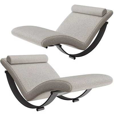 Modern Fabric Lounge Chair With Curved Design And Black Metal Frame 3d model