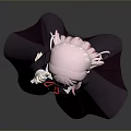 Anime Game Character With Pink White Hair Dark Dress White Socks Raised Finger Pose