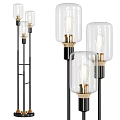 Modern Floor Lamps With Transparent Glass Shades And Black Metal Stands For Living Room Decor