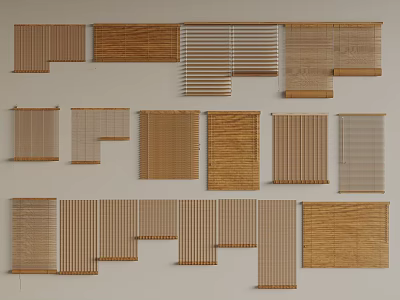 Various Window Blinds in Different Materials and Designs for Home Interior Decor 3d model