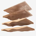 Modern Architectural Suspended Ceiling With Wavy Layered Wooden Design And Textured Structure