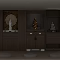 New Chinese Style Solid Wood Buddha Niche Cabinet With Warm Ambient Lighting For Home Worship
