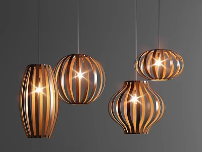 Modern Striped Pendant Lights With Warm Glow And Elegant Design For Interior Spaces 3d model