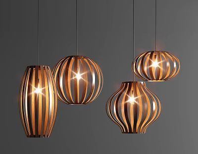 Modern Striped Pendant Lights With Warm Glow And Elegant Design For Interior Spaces 3d model