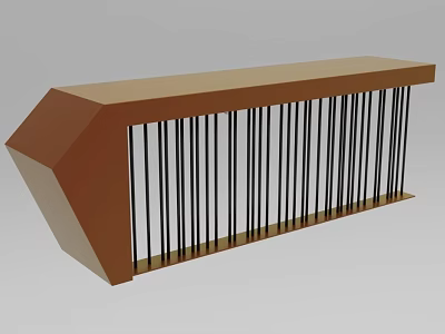Modern Minimalist Reception Desk With Brown Top And Black Slender Bar Structure 3d model