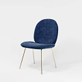 Dark Blue Velvet Office Chair with Round Backrest and Gold Metal Legs
