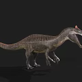 Realistic Dinosaur Model With Open Mouth Red Crest And Striped Body