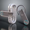 Wireless Portable Headphones Speaker With Metallic Deformable Structure And Blue Light Rings