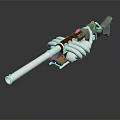 Futuristic Weapon Design Featuring Metallic Structure Gold Accents And Sleek Barrel Components
