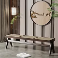 New Chinese Style Bench Solid Wood Bench 3d model