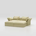 Beige Sectional Sofa With Multiple Cushions For Comfortable Living Room Seating 3d model