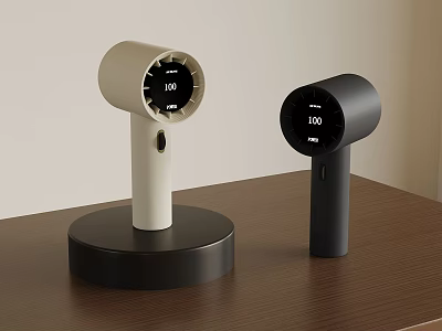 White And Black Handheld Digital Devices With Display On Wooden Table 3d model