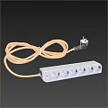 White Electrical Power Strip With Multiple Outlets Red Switch And Power Cord