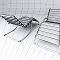 Modern Lounge Chair With Metal Frame Gray Fabric Cushion And Two Pieces