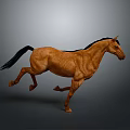 Brown Horse Running Gracefully with Dynamic Movement on Gray Background 3d model