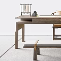 Lu Zhirong New Chinese Style Desk and Chair Combination 3d model