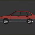 Red Classic Sedan 3D Rendered With Black Roof And Shiny Wheels