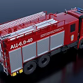 Functional Red Fire Truck With Ladder Emergency Lights And Rescue Equipment