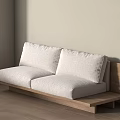 Minimalist Living Room Sofa With Wooden Frame And Beige Cushions Near Window