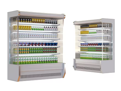 Commercial Display Refrigerators With Glass Doors And Multiple Beverage Shelves 3d model