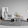 Modern Sofa Coffee Table Combination Curved Sofa Coffee Table Combination 3d model