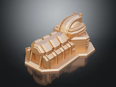 Detailed Golden Commercial Equipment 3D Model With Structured And Curved Design Sections 3d model