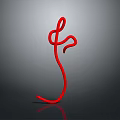 Red Abstract Curved Sculpture on Gradient Gray Background with Reflection 3d model