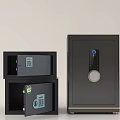 Small and Large Safe Boxes with Electronic Keypad Lock Open Door and Visible Interior 3d model