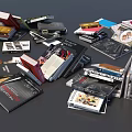 Assorted Books And Magazines With Colorful Covers In Stacked Collection