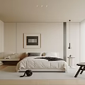 Modern Bedroom Interior Design With White Bed Wardrobe Curtain Windows And Light Carpet