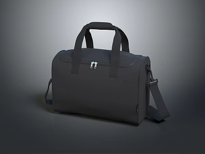 Dark Gray Duffel Bag With Top Handles Shoulder Strap And Zipper Design 3d model