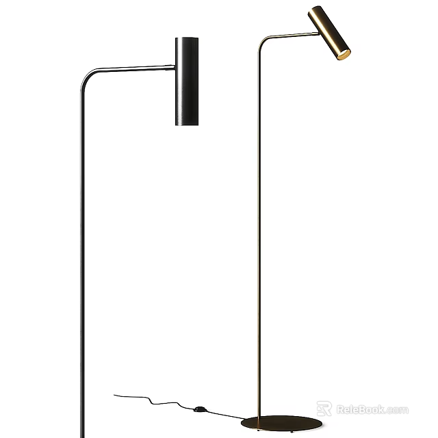 Sleek Modern Floor Lamp With Minimalist Black Metal Frame For Contemporary Living Space 3d model 