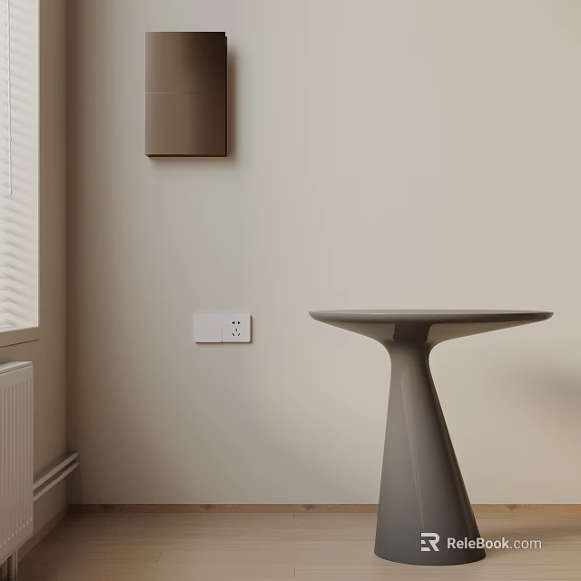 Modern Minimalist Gray Side Table With Sleek Base In Neutral Toned Interior Corner 3d model